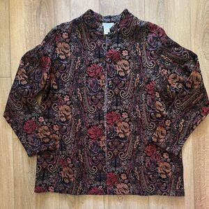 Cold water Creek Women’s Woven Jacket XL Button Front Vintage knit Blazer